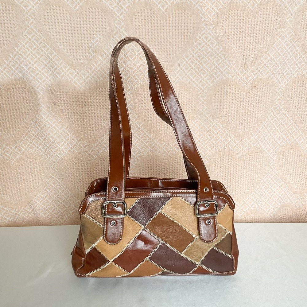 American Vintage Brown and Tan Patchwork Shoulder Bag